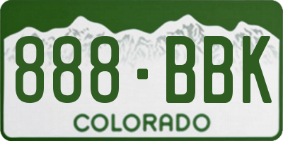 CO license plate 888BBK