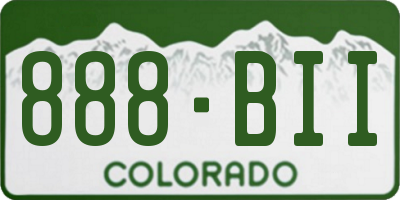 CO license plate 888BII