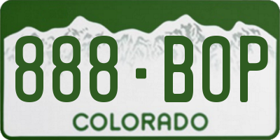 CO license plate 888BOP