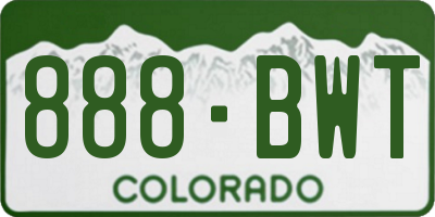 CO license plate 888BWT