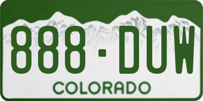 CO license plate 888DUW