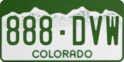 CO license plate 888DVW