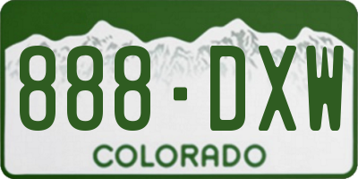 CO license plate 888DXW