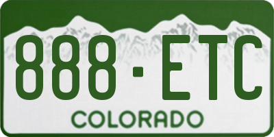 CO license plate 888ETC