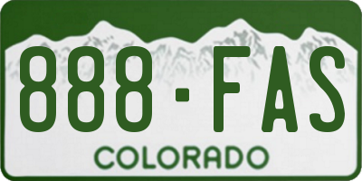 CO license plate 888FAS