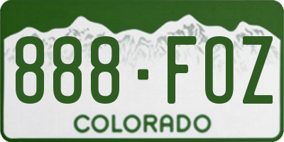 CO license plate 888FOZ
