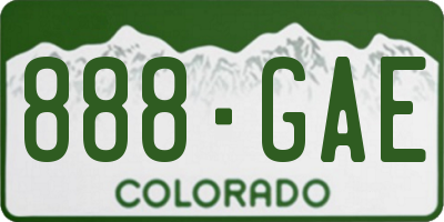 CO license plate 888GAE