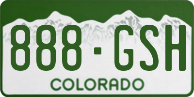 CO license plate 888GSH