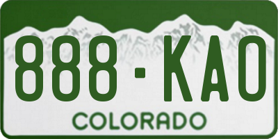 CO license plate 888KAO