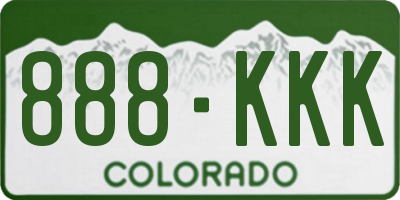 CO license plate 888KKK