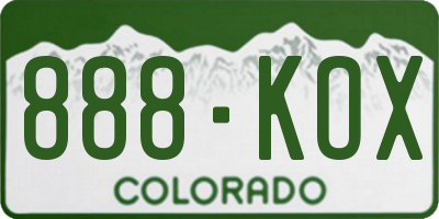 CO license plate 888KOX
