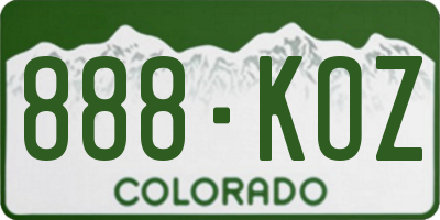 CO license plate 888KOZ