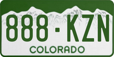 CO license plate 888KZN