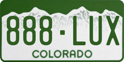 CO license plate 888LUX