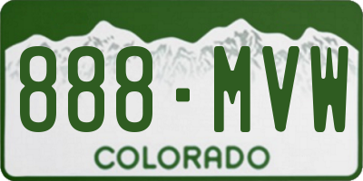 CO license plate 888MVW