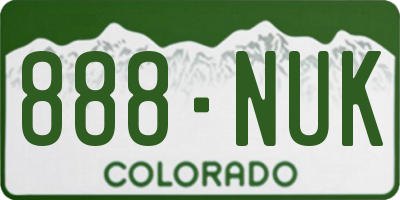 CO license plate 888NUK