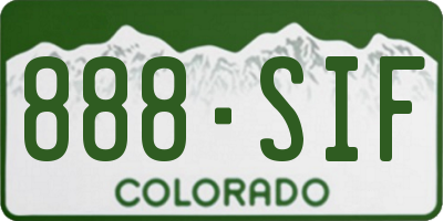 CO license plate 888SIF