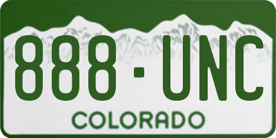 CO license plate 888UNC