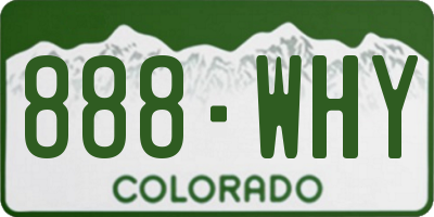 CO license plate 888WHY