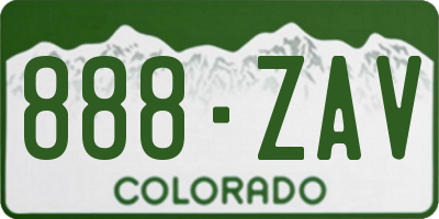 CO license plate 888ZAV