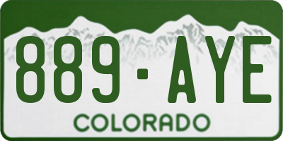 CO license plate 889AYE