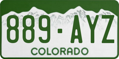 CO license plate 889AYZ