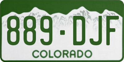 CO license plate 889DJF