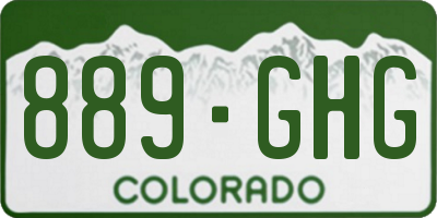 CO license plate 889GHG