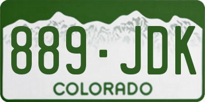 CO license plate 889JDK