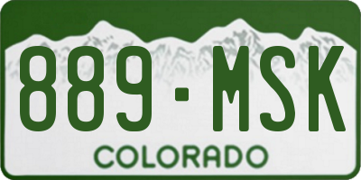 CO license plate 889MSK