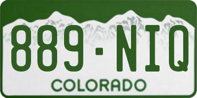 CO license plate 889NIQ