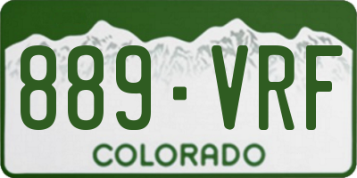 CO license plate 889VRF