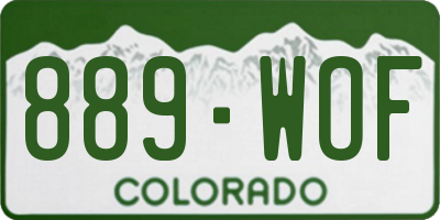 CO license plate 889WOF