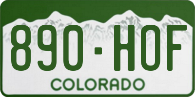 CO license plate 890HOF