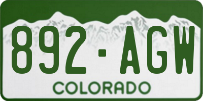 CO license plate 892AGW
