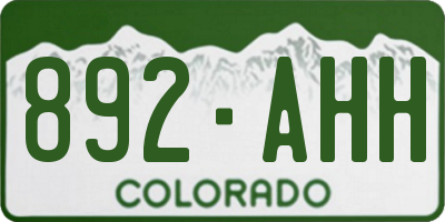 CO license plate 892AHH