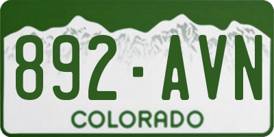 CO license plate 892AVN