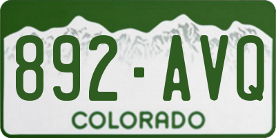 CO license plate 892AVQ