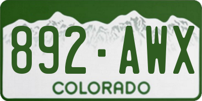 CO license plate 892AWX