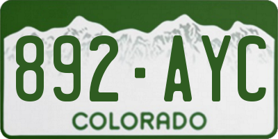 CO license plate 892AYC