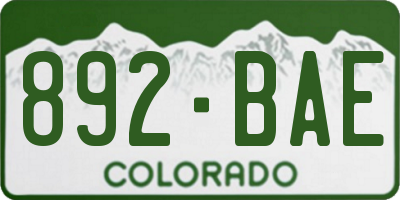 CO license plate 892BAE