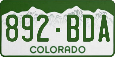 CO license plate 892BDA