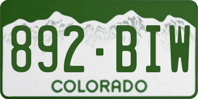 CO license plate 892BIW