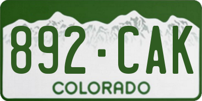 CO license plate 892CAK