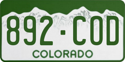 CO license plate 892COD