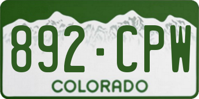 CO license plate 892CPW