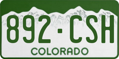 CO license plate 892CSH