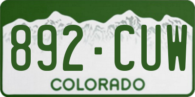 CO license plate 892CUW
