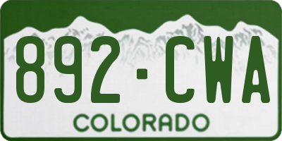 CO license plate 892CWA