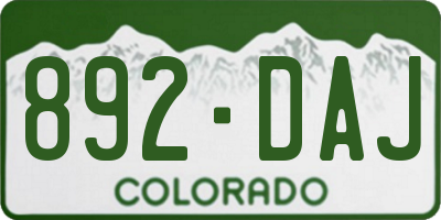 CO license plate 892DAJ
